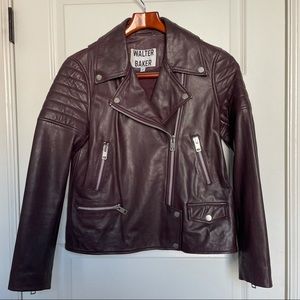 Walter Baker Leather Burgundy Moto Jacket Sz S